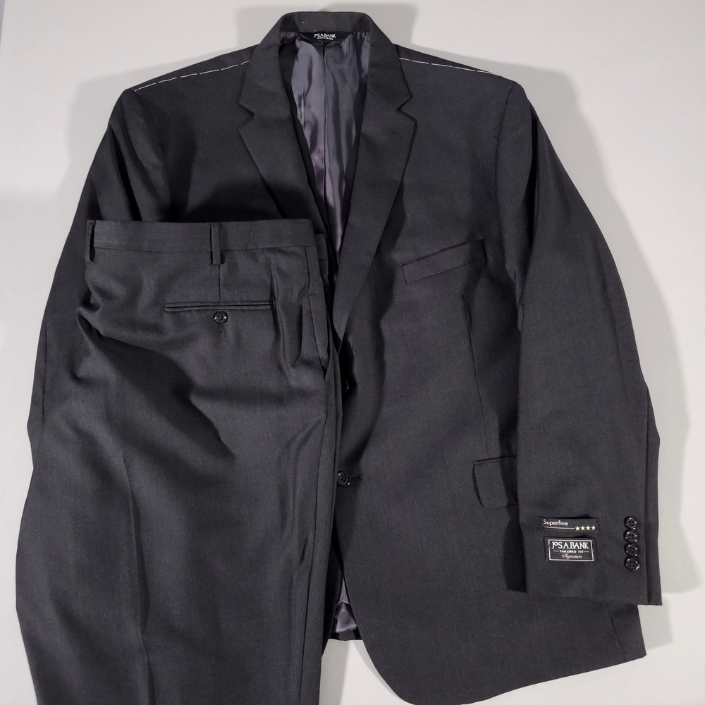 Jos. A. Bank Suit Mens 52R 47W Charcoal Grey Chelsea Signature Wool NWT NEW